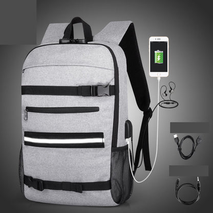 USB Rechargeable Backpack Men's Business Camouflage Large Capacity Skateboard Bag Anti theft Lock Backpack