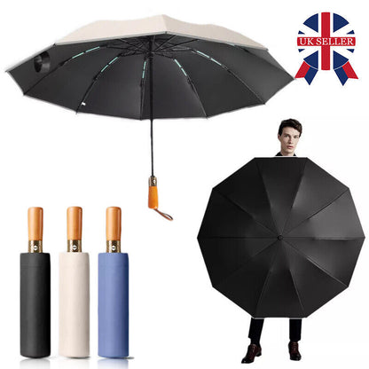 Portable Strong Frame Umbrella Windproof Automatic Open Folding Compact 20Rods