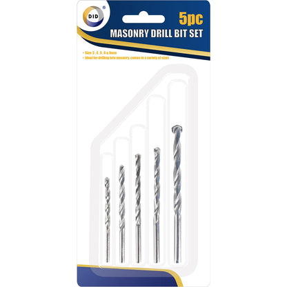 5PC Masonry Drill Bit Set 3mm 4mm 5mm 6mm 8mm – Carbide Tip Drill Bits for Brick, Concrete, Stone & Block | DIY & Home Improvement
