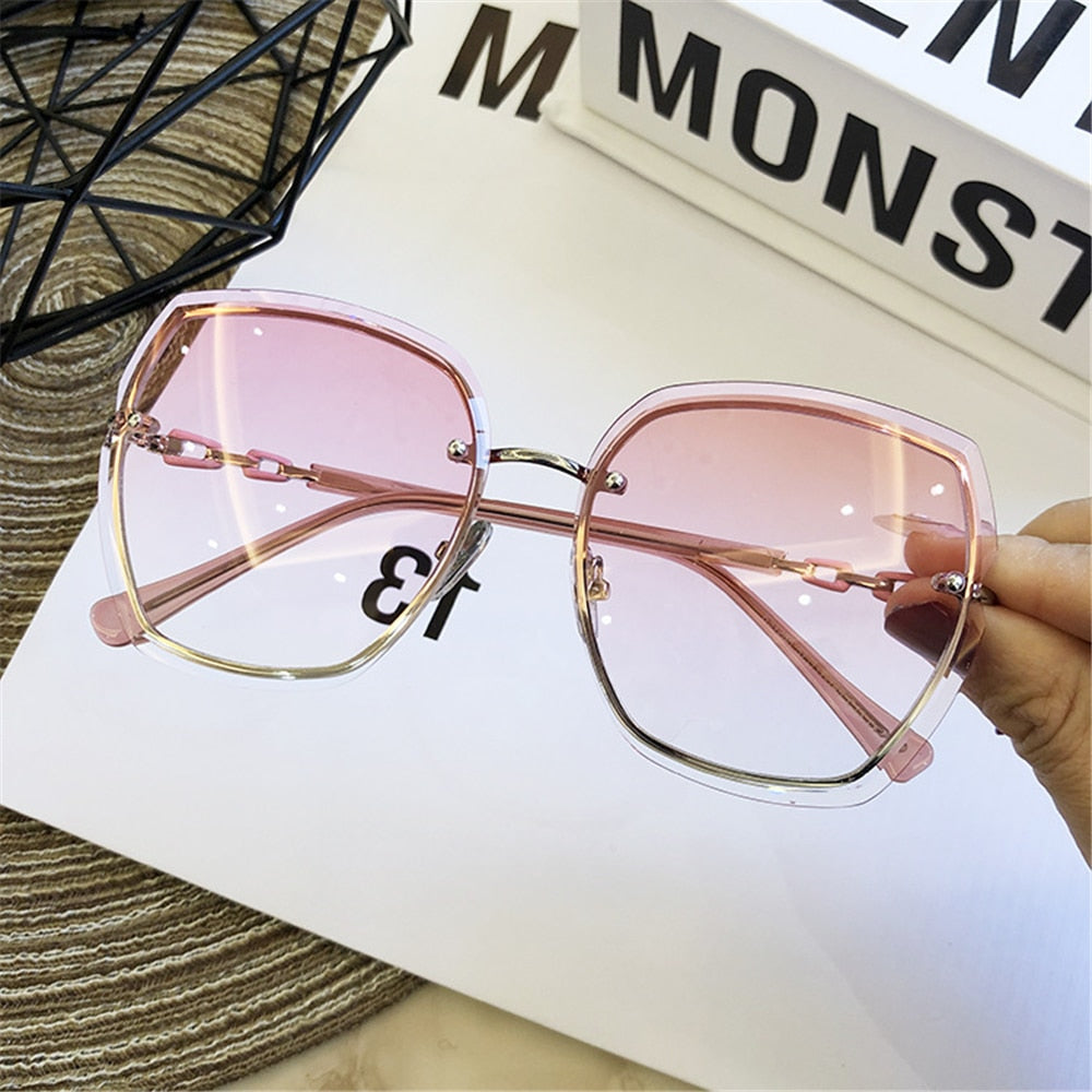 Women's Men Rimless Square Polarized Sunglasses New Outdoor Cycling Sun Glasses Vintage Shades Female UV400 Eyewear Accessories