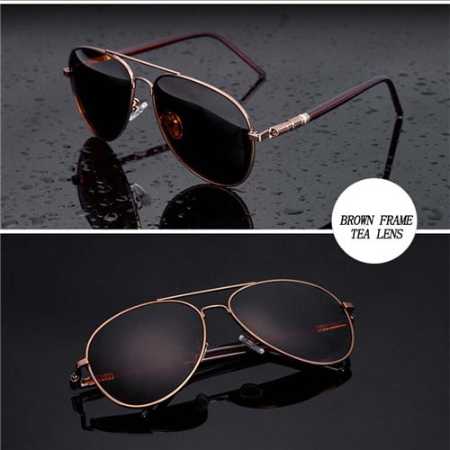 Metail Frame Quality Oversized Spring Leg Alloy Men Sunglasses Polarized Brand Design Pilot Male Sun Glasses Driving