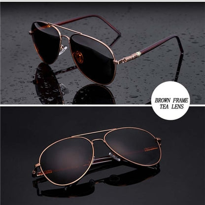 Metail Frame Quality Oversized Spring Leg Alloy Men Sunglasses Polarized Brand Design Pilot Male Sun Glasses Driving