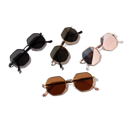 Square Sunglasses New Ladies Retro Classic Fishing glasses Men women Luxury polygon Metal frame Gold Green Eyewear UV400
