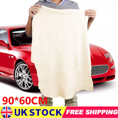 Large Natural Chamois Leather Car Cleaning Cloth Washing Absorbent Drying Towel