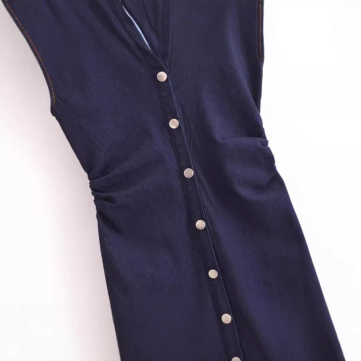 Midi slim fit shirt style single breasted dress