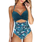 Swimwear New Swimwear European and American Women's Conservative One Piece Solid Color Cross Bikini