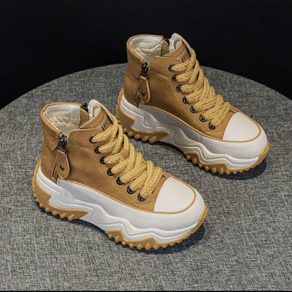 Small niche high top women's shoes thick soled casual versatile sports shoes