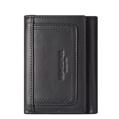 RFID Anti-Magnetic Multi Card Zipper Wallet Men Coin Purse First Layer Cowhide Men's Bag Genuine Leather Men's Wallet
