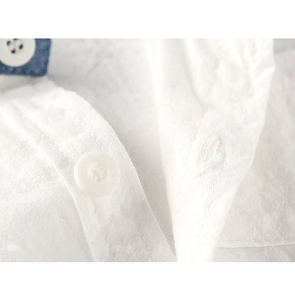 Male baby infant two-piece summer climbing suit with collar, gentleman's white shirt, overalls, tie dress, British style