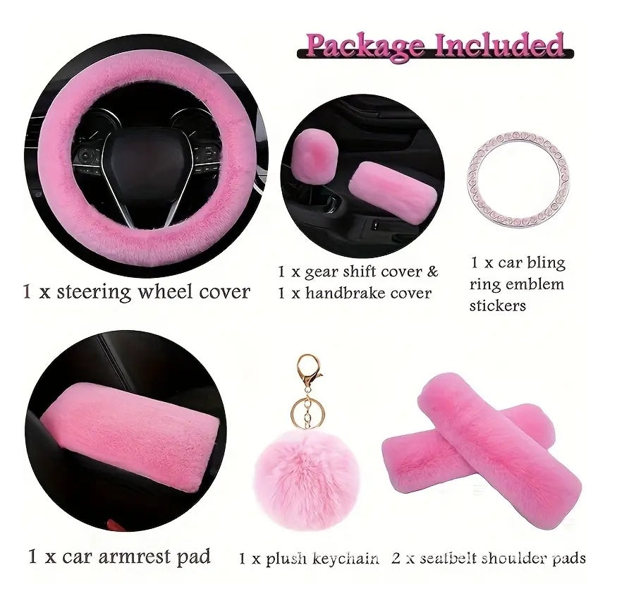 8-piece Plush Steering Wheel Set
