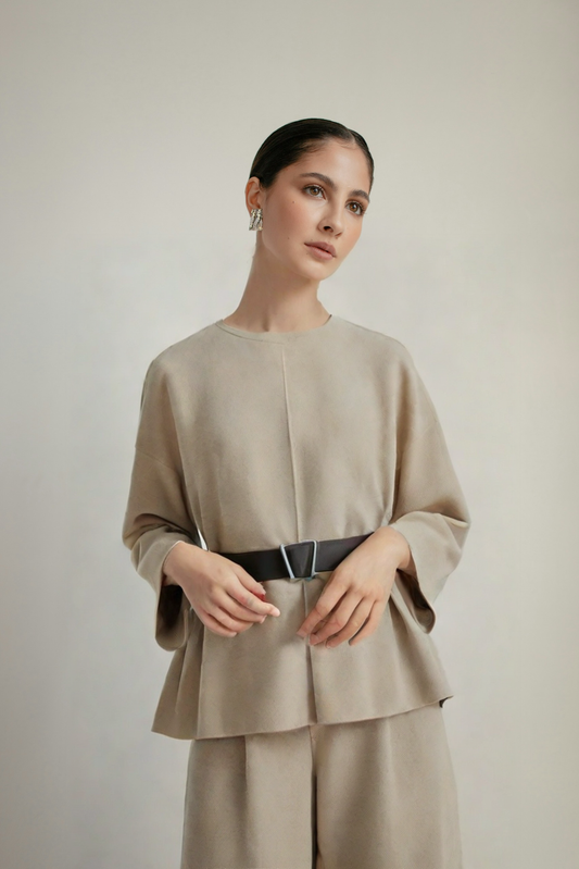 Knitted wide leg pants sweater set women's loose and fashionable temperament two-piece set