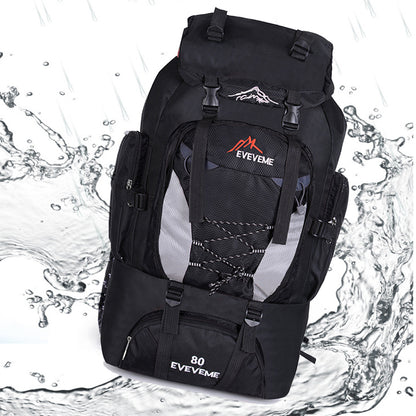 80L Extra Large Hiking Camping Backpack Rucksack Waterproof Travel Luggage Bag Black