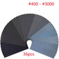 36Pcs Wet And Dry Sand Paper Mixed Assorted Grit 400-3000 Car Paint Sandpaper