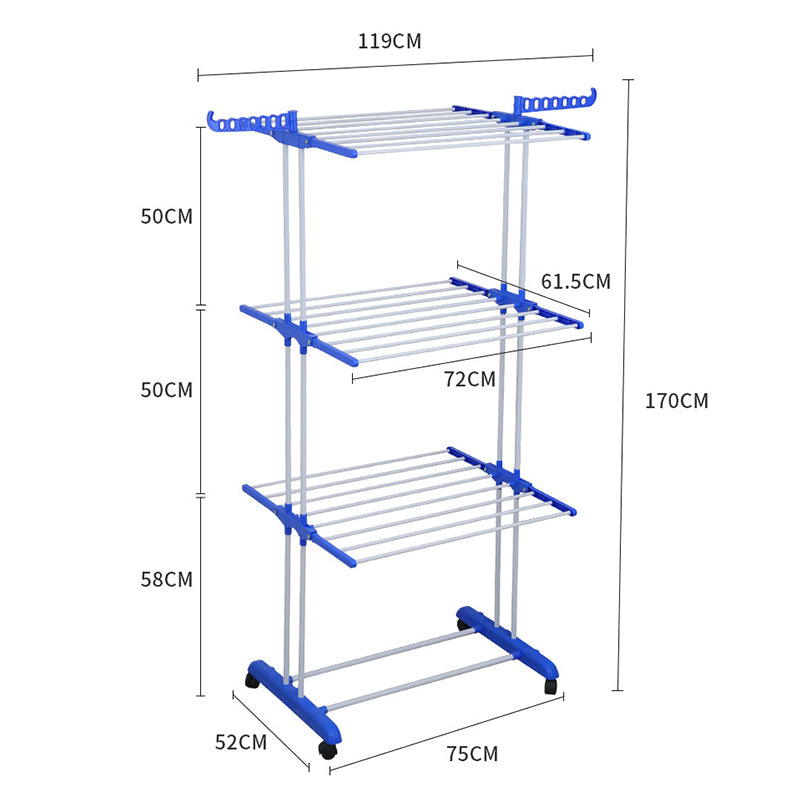Folding Clothes Rack with Drying and Storage Functions for Bedroom, Ideal for Hanging Coats and Garments