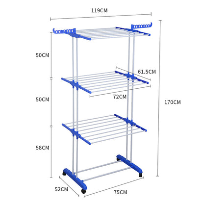 Folding Clothes Rack with Drying and Storage Functions for Bedroom, Ideal for Hanging Coats and Garments