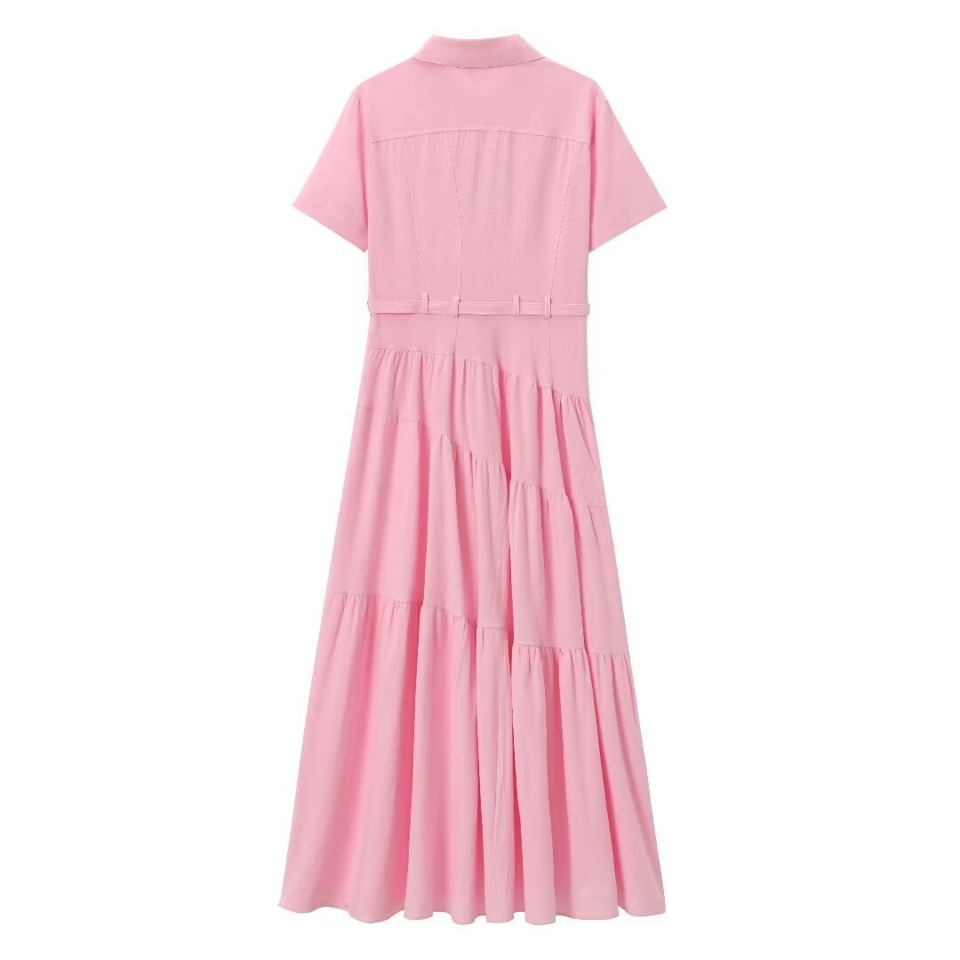 Women's casual dress with belt and shirt style dress for women