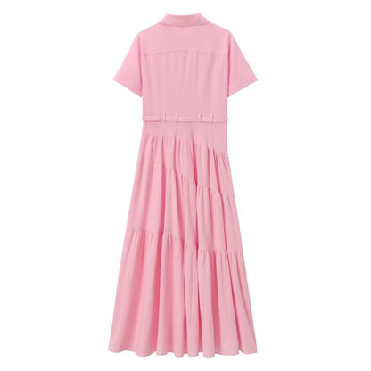 Women's casual dress with belt and shirt style dress for women