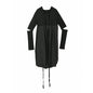 Black pullover hooded dress with female hollow out design long sleeved loose drawstring side slit skirt