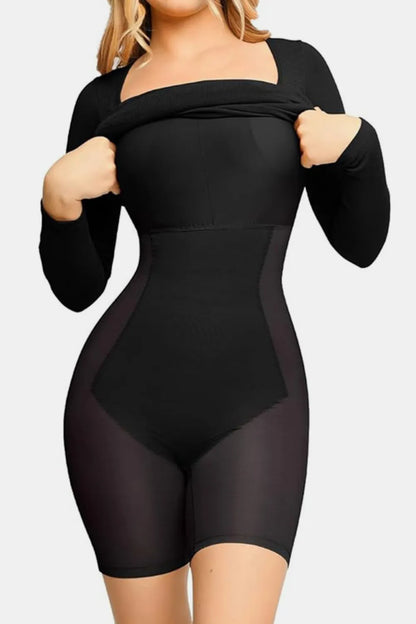 Two in one waist cinching one-piece skirt long sleeved shaping skirt belly cinching waist cinching hip lifting shaping skirt