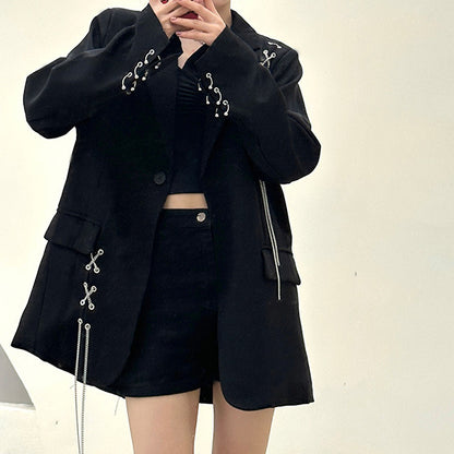 Design-sense small-sized women's suit tops design-sense chain cardigan jackets