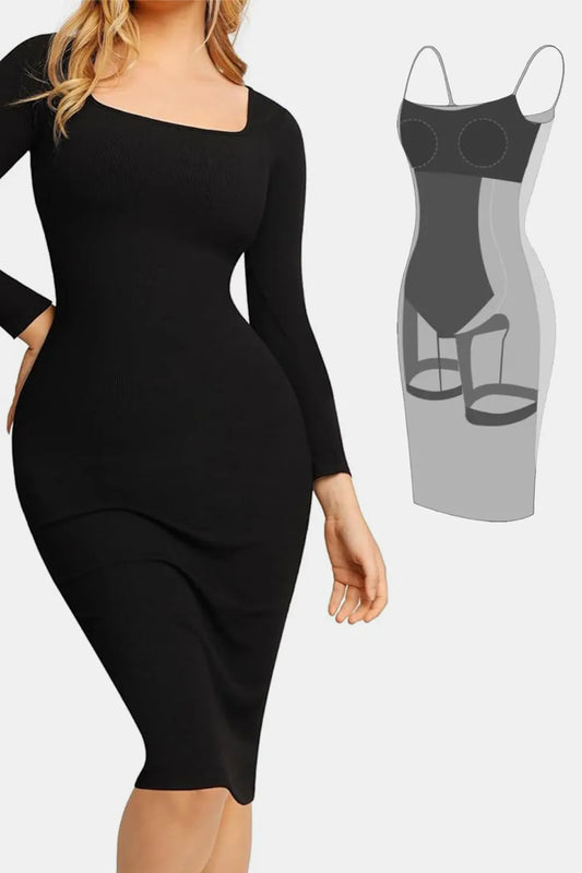 Two in one waist cinching one-piece skirt long sleeved shaping skirt belly cinching waist cinching hip lifting shaping skirt