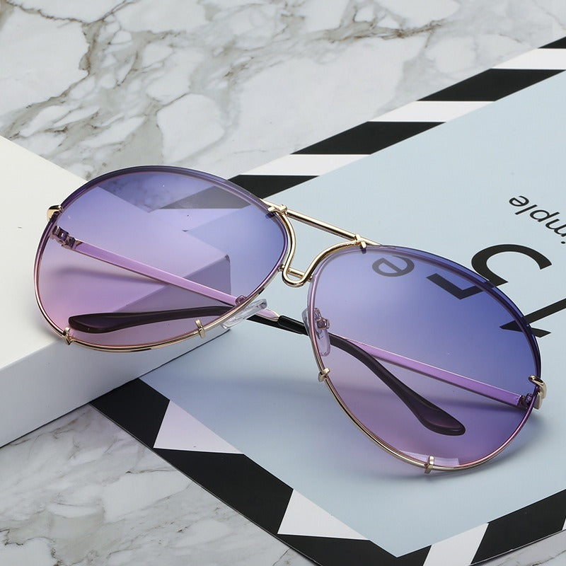 New Ocean Sunglasses Fashion Retro Glasses for Men and Women Couples European and American Large Frame Sunglasses