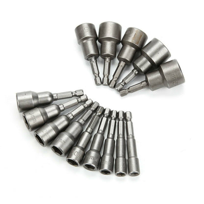 14pcs Nut Driver Bit Set Hex Magnetic Metric Socket Impact Drill 6 To 19MM UK