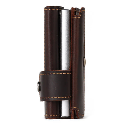 Credit Card Sleeve Retro Crazy Horse Leather RFID Anti-theft Card Holder Multifunctional Automatic Receiving Leather Card Box