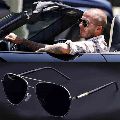 Metail Frame Quality Oversized Spring Leg Alloy Men Sunglasses Polarized Brand Design Pilot Male Sun Glasses Driving