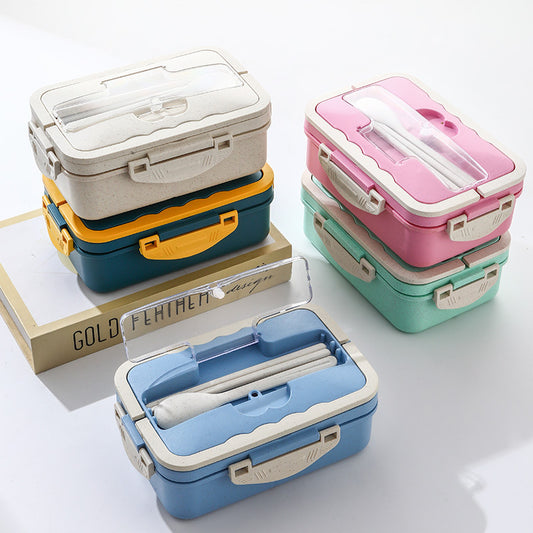 Portable lunch box for office workers students sealed microwaveable compartmentalized lunch box