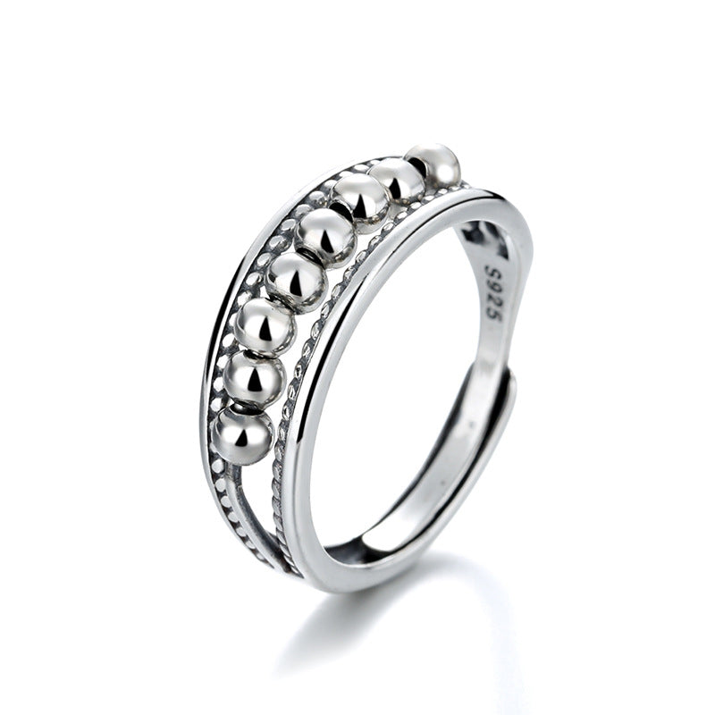 Couple Ring 925 Silver New Jewelry Fashion Simple Wave Point Beaded Ring Accessories Live Ring
