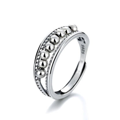 Couple Ring 925 Silver New Jewelry Fashion Simple Wave Point Beaded Ring Accessories Live Ring