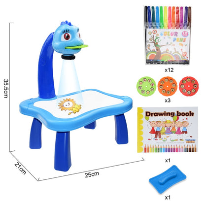 Children Led Projector Art Drawing Table Toys Kids Painting Board Desk Arts Crafts Educational Learning Paint Tools Toy for Girl