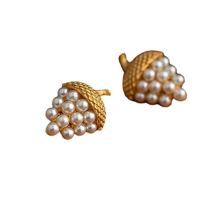 Silver Needle Grape Gold Color High Quality Simulated Pearl Earrings For Women Girl Party Gift Accessories