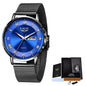 LIGE Ultra Thin Ladies Quartz Watch Classic Women's Watch Dual Calendar Waterproof Watch Milan Mesh Strap Watch