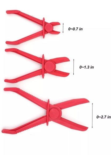 3X Hose Pinch Clamp Red Brake Fuel Water Line Plier Set Garage Hand Tool Kit