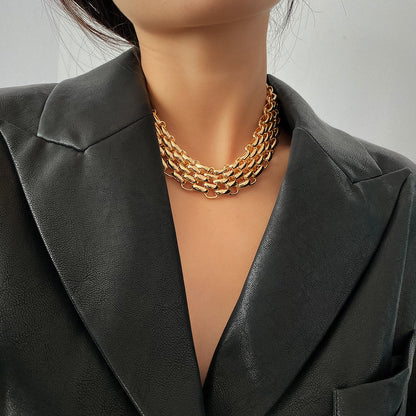 Personality exaggerated thick chain necklace female retro simple clothing accessories metal sweater chain