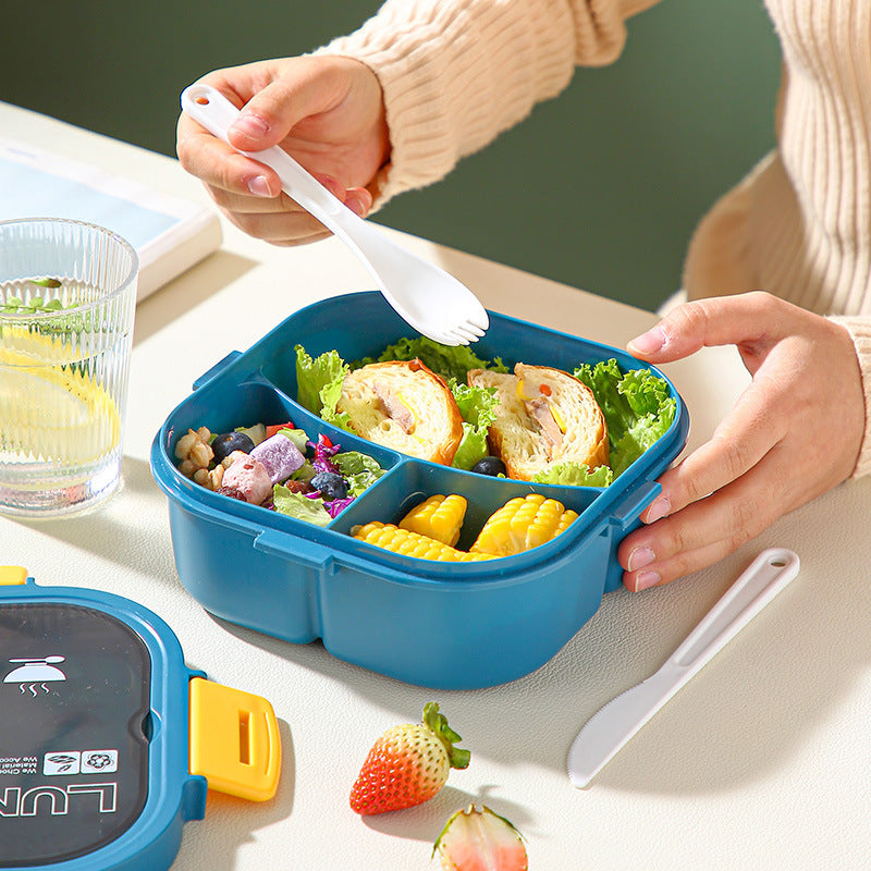 Classic simple microwaveable portable salad box lunch box with cutlery