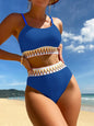 Split bikini swimsuit for women high waisted tight fitting sexy solid color women's swimsuit