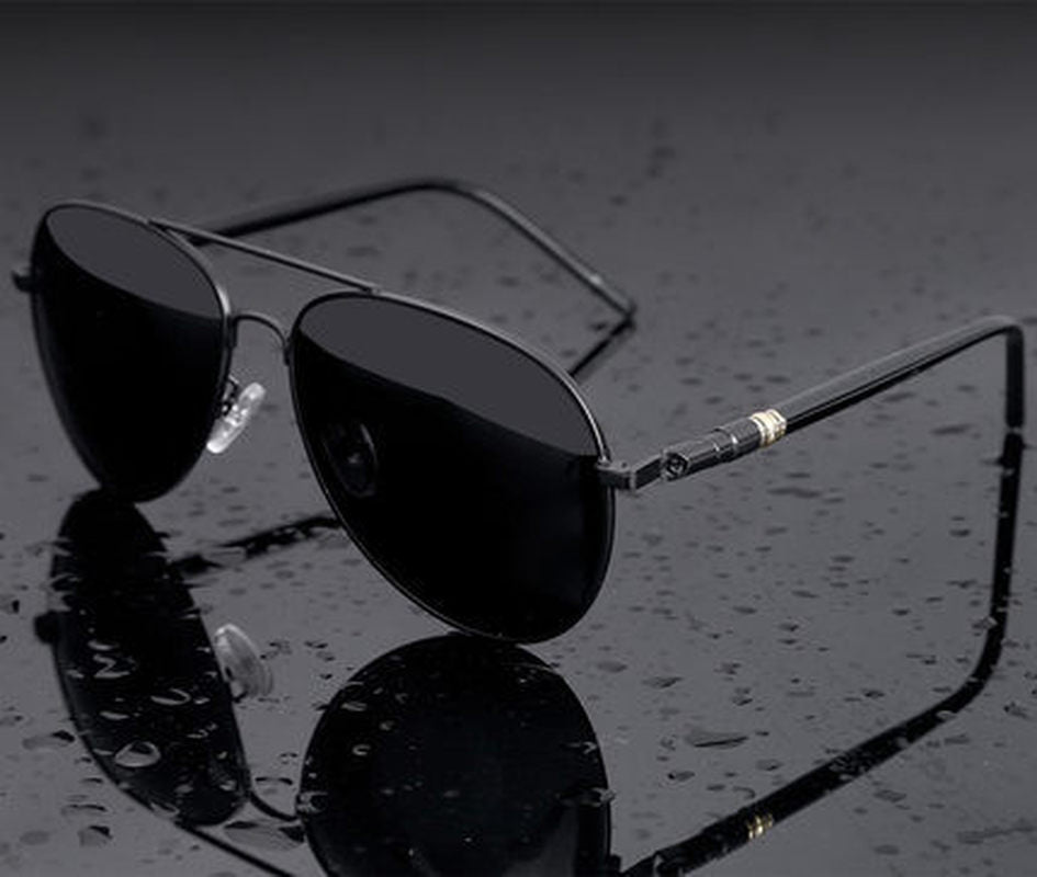 Metail Frame Quality Oversized Spring Leg Alloy Men Sunglasses Polarized Brand Design Pilot Male Sun Glasses Driving