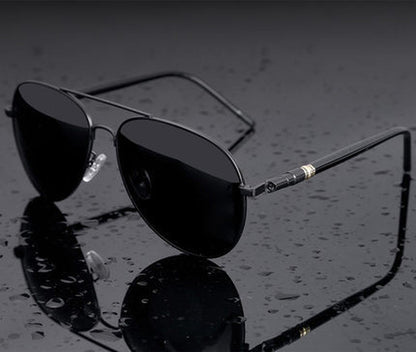 Metail Frame Quality Oversized Spring Leg Alloy Men Sunglasses Polarized Brand Design Pilot Male Sun Glasses Driving
