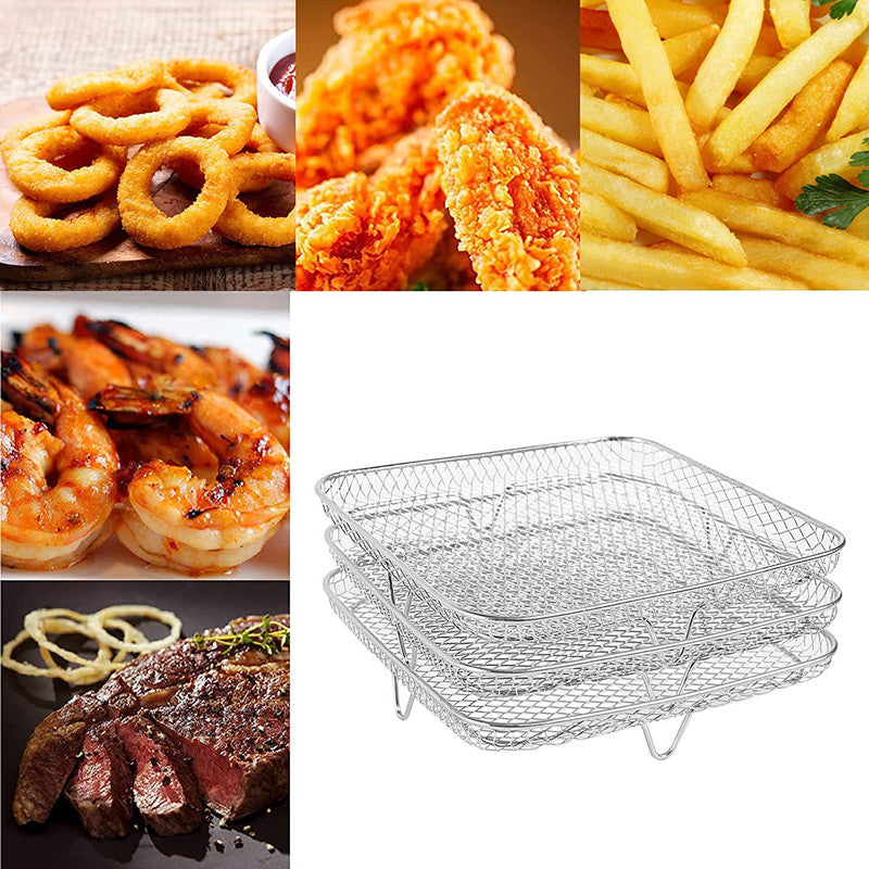 Airfryer Accessories Three-Tier Airfryer Steamer Rack Stainless Steel DZ201 Stackable Rack Dehydration Rack Dried Fruit Rack