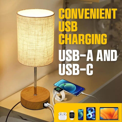 Touch Control Bedside Lamps, 3-Way Dimmable Table Lamp With USB Charging Ports