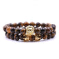 King Lion Bracelet Charm Crown Couple Braclet 5 kinds of Natural Stone Bead Braslet For Men Hand Jewelry Accessories
