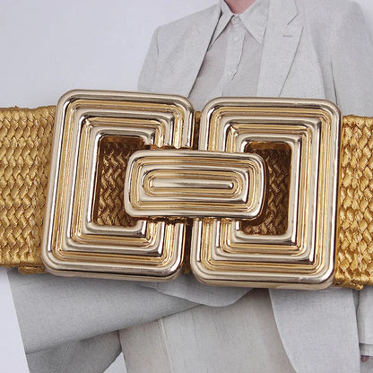 Gold Elastic Waistband Women's Fashion Casual Luxury Design Coat Dress Decorative Accessories Wide Girdle Goth Retro Corset Belt