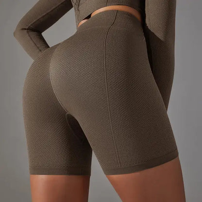Mermaid Curve High Waist Tight Seamless Knitted GYM Shorts Hip Up Breathable Stripe Shorts Running Fitness Quick Dry Yoga Shorts