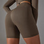 Mermaid Curve High Waist Tight Seamless Knitted GYM Shorts Hip Up Breathable Stripe Shorts Running Fitness Quick Dry Yoga Shorts