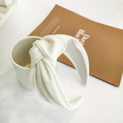 New Fashion Women Headband Adult Wide Side Solid Color Hairband Center Knot Turban Casual Hair Accessories Wholesale