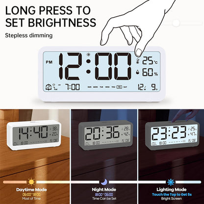 Multifunctional Digital Clock: Adjustable LED Brightness, Temp & Humidity Display, Dual - Mode Alarm, for Bedside or Desk