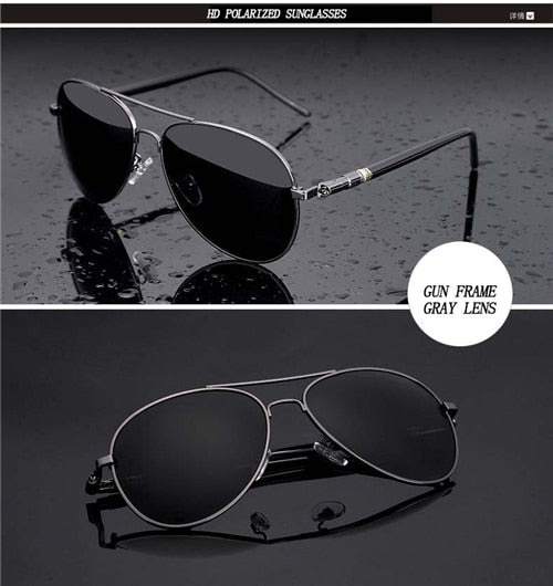 Metail Frame Quality Oversized Spring Leg Alloy Men Sunglasses Polarized Brand Design Pilot Male Sun Glasses Driving